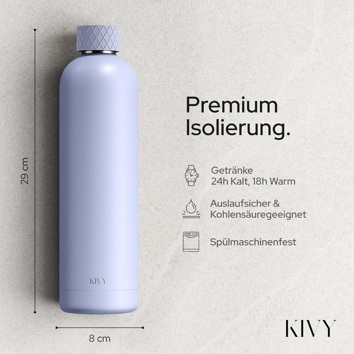 KIVY Edelstahl Trinkflasche 1l - Auslaufsichere Thermosflasche 1l - Trinkflasche Edelstahl Kohlensäu