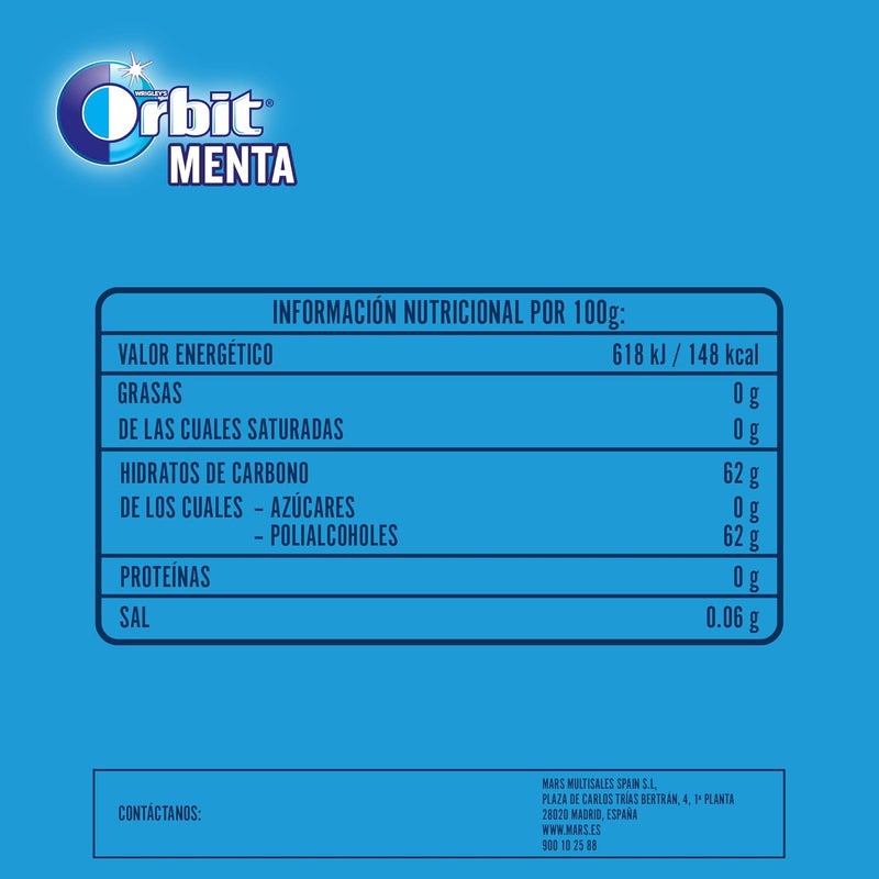 ORBIT OHNE ZUCKER KAUGUMMIS MINT