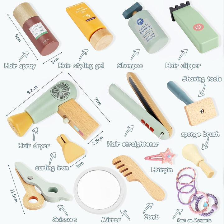 Friseur Set Kinder,Friseur Beauty Salon Spielset mit Haartrockner Lockenstab Kamm und Haarstyling Zu