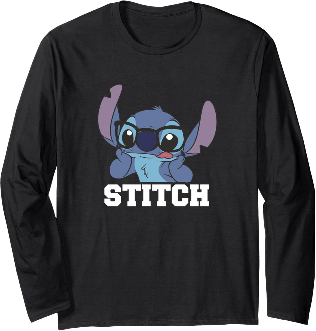 Disney Lilo & Stitch With Glasses Funny Face Langarmshirt