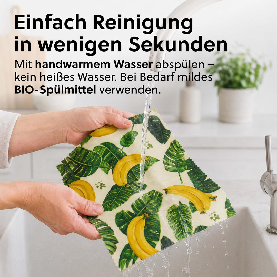 beegut Bienenwachstücher 3er Set aus Deutschland mit Bio Rohstoffen, Lebensmittel plastikfrei frisch