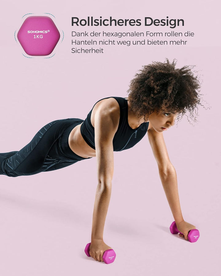 SONGMICS Hanteln, 2er Set,Hantelset, Kurzhanteln, Hexagon, Neopren-Beschichtung, Krafttraining, Work