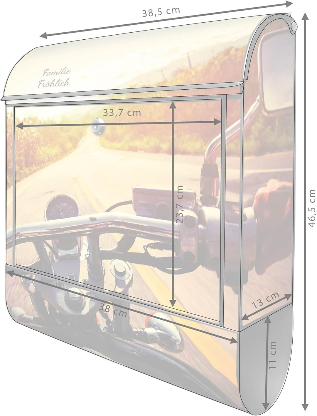 banjado® Design Briefkasten personalisiert mit Motiv Easy Rider 39x47x14cm & 2 Schlüssel - Briefkast