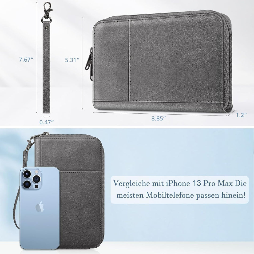 FINTIE Reisepass Tasche Familie Reiseorganizer, Wasserdicht Reisepasshülle Ausweistasche Dokumentee