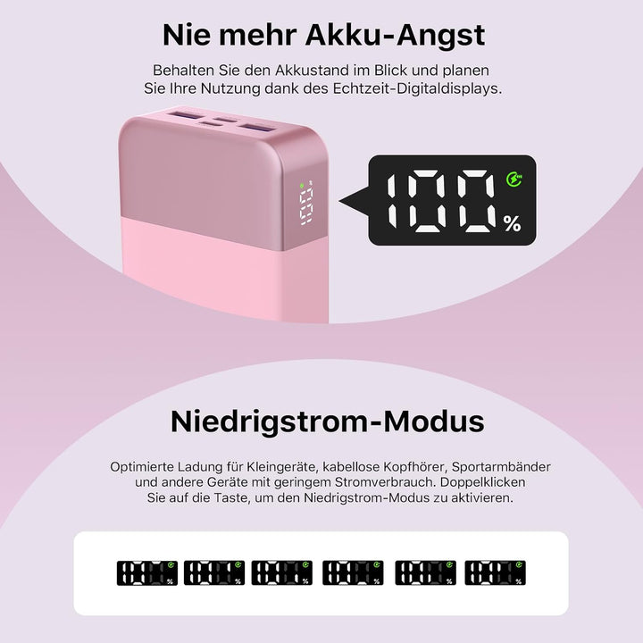 NOBIS 45W Power Bank Powerbank 20000mAh Schnellladung, 2×USB‑C (in/Out) & 2×USB‑A, Digitalanzeige &