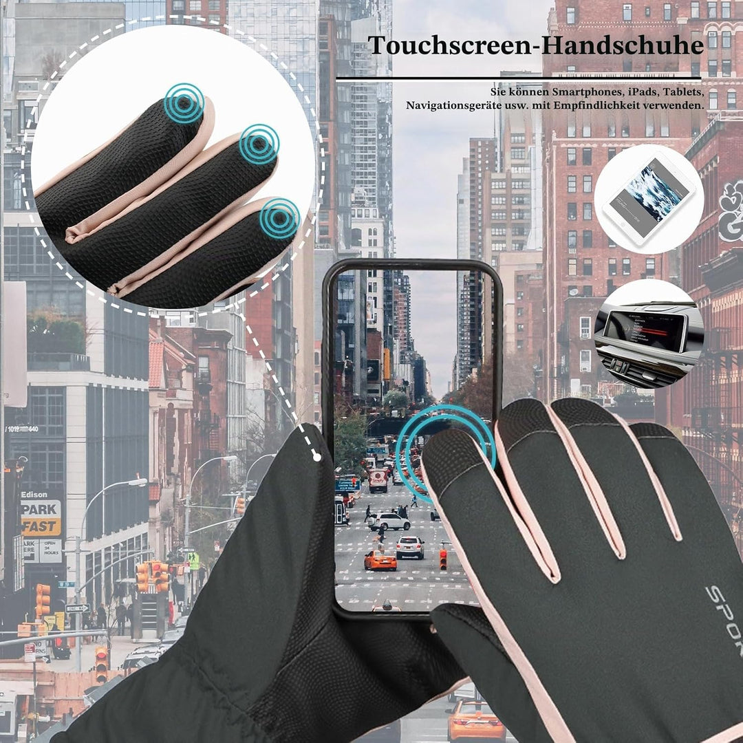 Andiker Winter Damen Skihandschuhe, Winterhandschuhe Warm, wasserdichte Touchscreen Anti Rutsch Snow