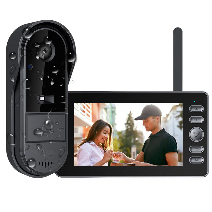 TKMARS Drahtlose Türklingel mit Kamera IP65 1080P Visiophone 170° Weitwinkel 4,3" IPS Display Nachts