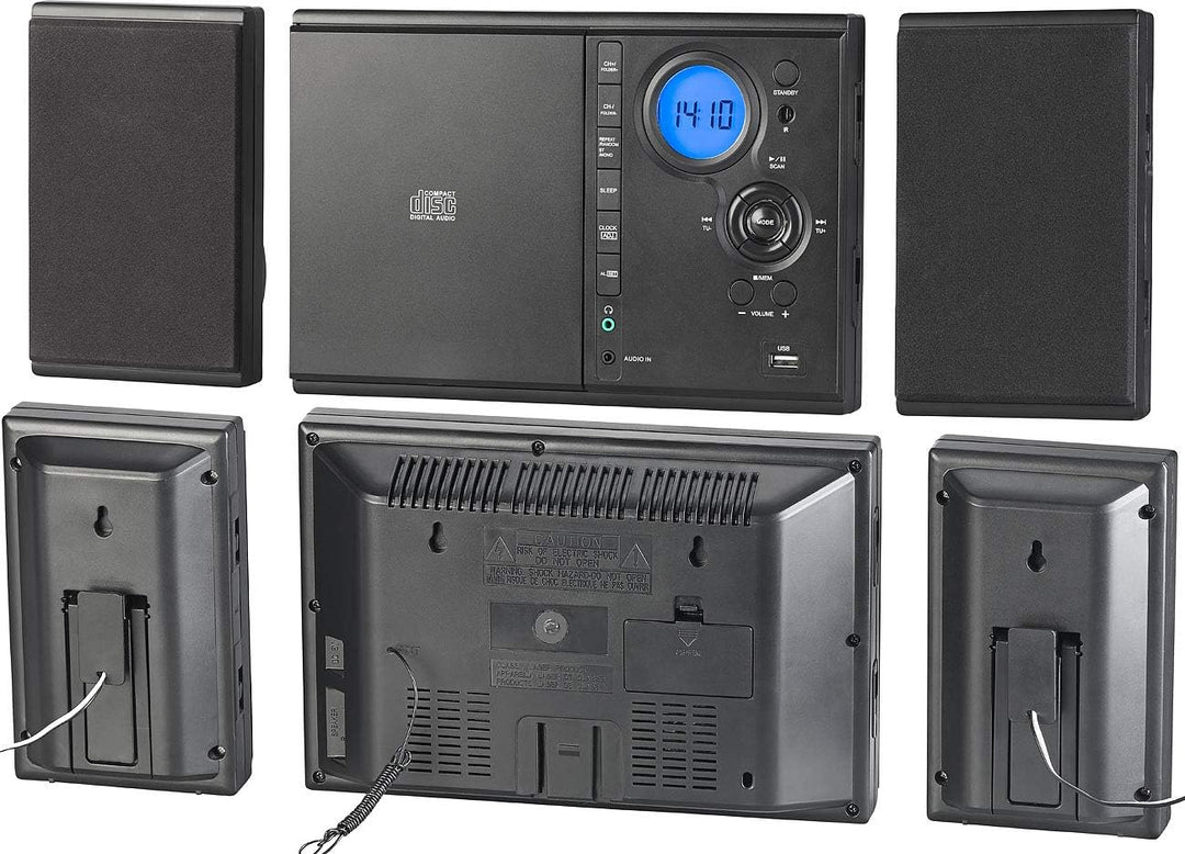 auvisio Radio mit CD: Vertikale Stereo-Kompaktanlage mit Bluetooth, FM, CD, MP3 & AUX, 10 W (Microan