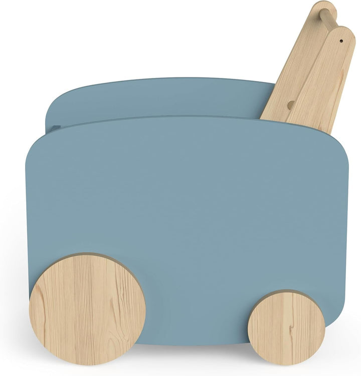habeig Lauflernwagen, Spieltruhe, Spielzeugbox für Kinderzimmer, MDF &amp; Echtholz, 50x53x35 cm, Rollba