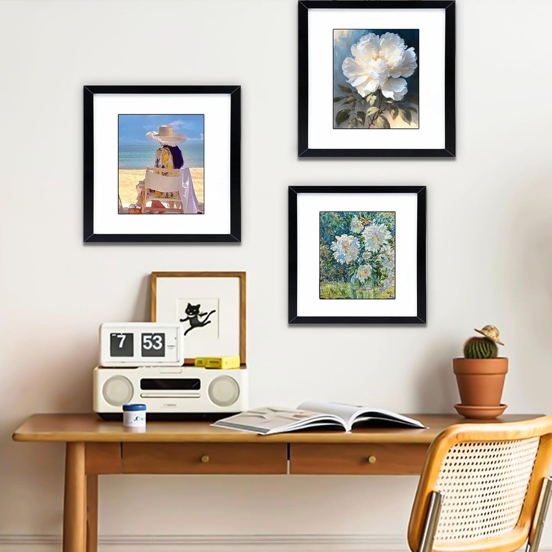 6 Stück 3D Bilderrahmen zum Befüllen, 20x20 cm Tiefer Holz Objektrahmen für Wand und Desktop, Schwar