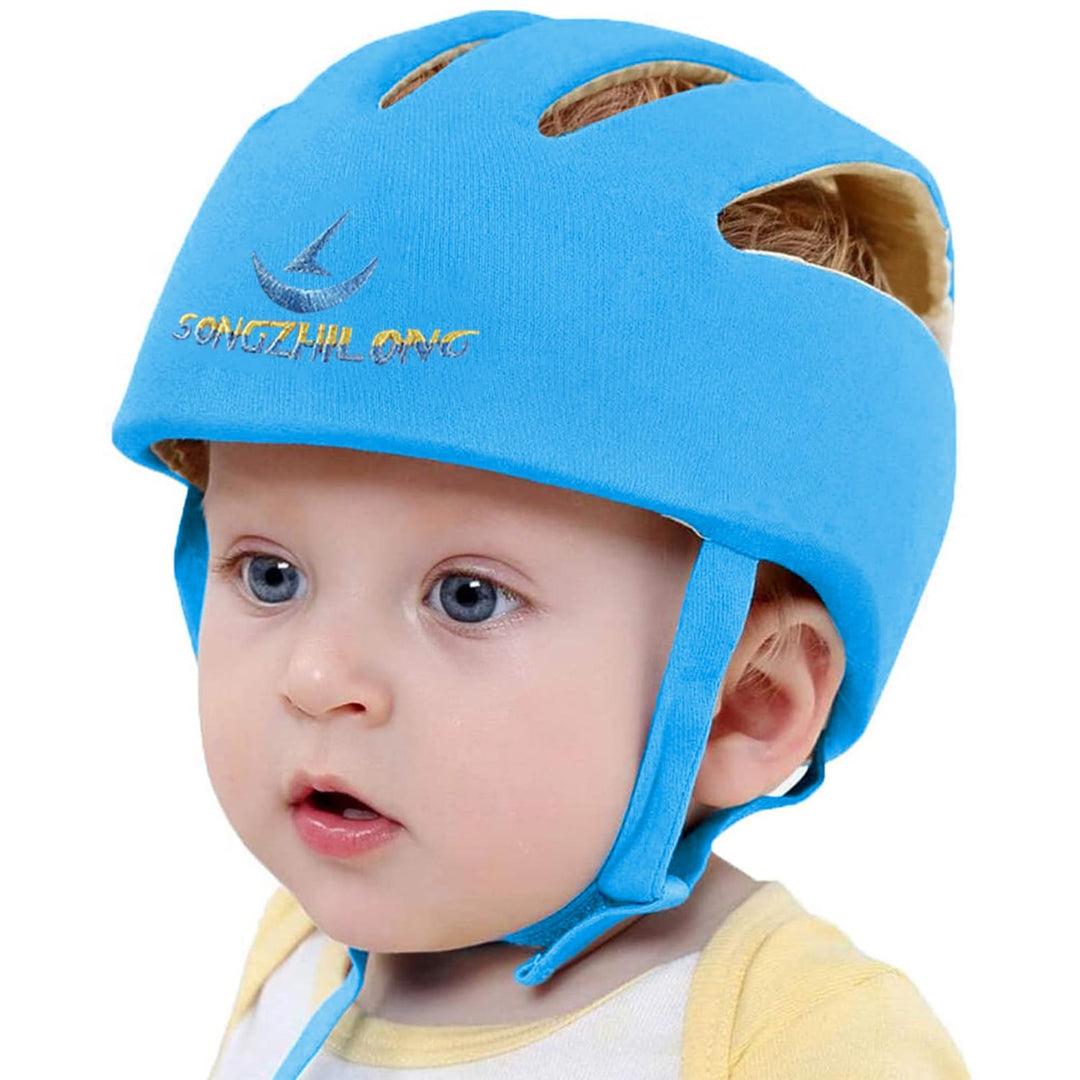 IULONEE Baby Helm Kleinkind Schutzhut Kopfschutz Baumwolle Hut Verstellbarer Schutzhelm Blau, Blau