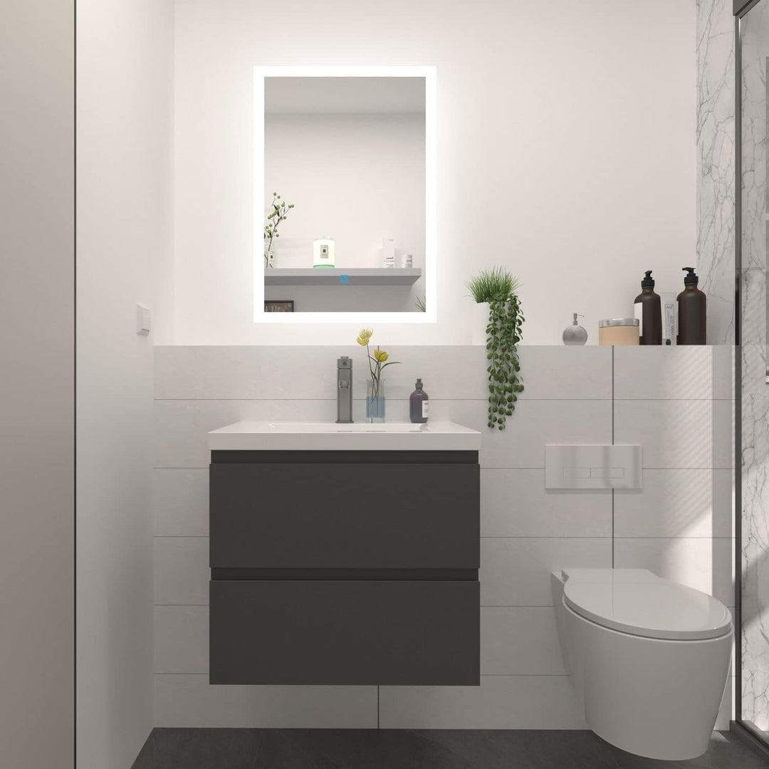 Badspiegel mit Beleuchtung 50x70 cm LED Spiegel Bad mit Touch-Schalter Beschlagfrei Badezimmerspiege