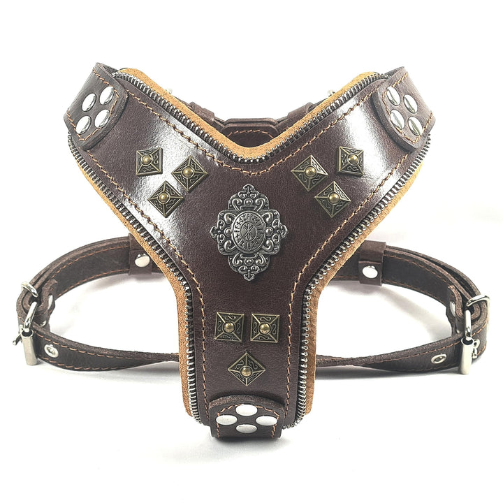 Bestia |Aztec| Leder Brustgeschirr für grosse Hunde. Bis 145 cm Brustumfang. 100% Leder. Handgeferti