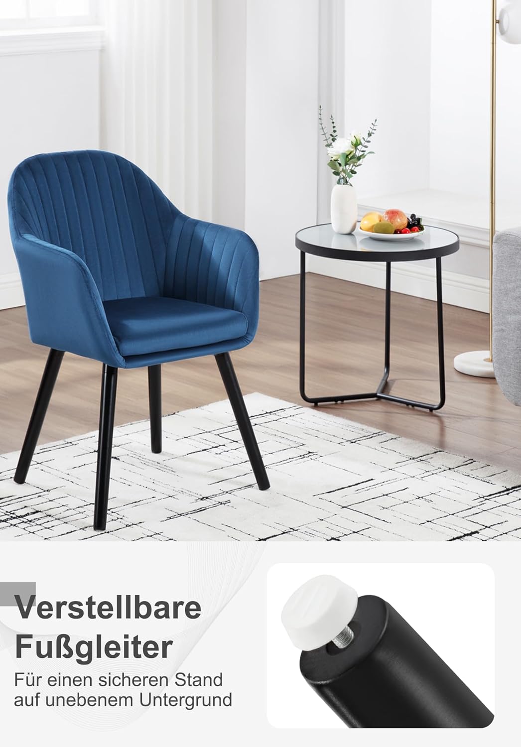 WOLTU Esszimmerstühle 1er Set, für Schlafzimmer Küche Wohnzimmer, Küchenstühle gepolstert mit Armleh