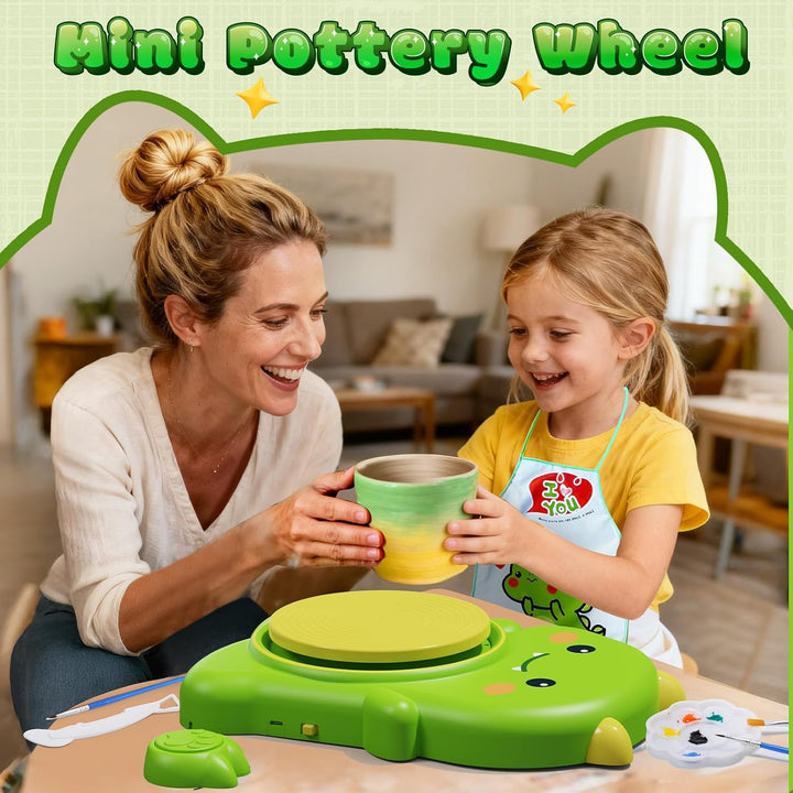 Skirfy Mini-Töpferscheiben-Maschinen-Set für Anfänger und Kinder, mit Licht, elektrisches Keramikrad