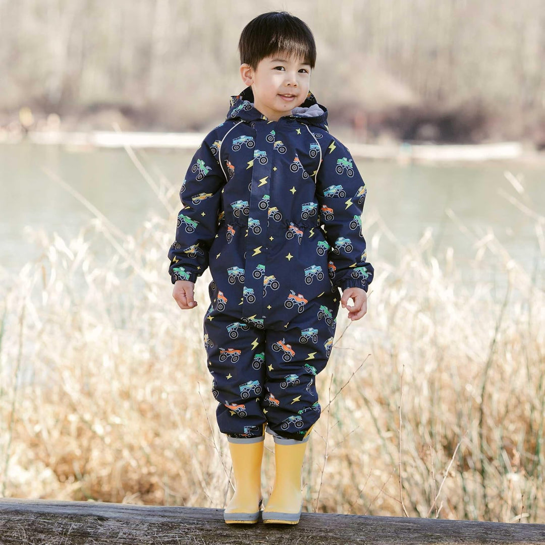 Jan & Jul Baby Toddler Puddle-Dry Rain-Suit, Waterproof and Breathable Fleece-Lined: Big Trucks 1 Ja