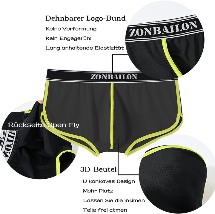YAHWULAI HerrenBoxershorts Sexy Atmungsaktiv und Hautfreundlich Bequem M 3schwarz, M 3schwarz
