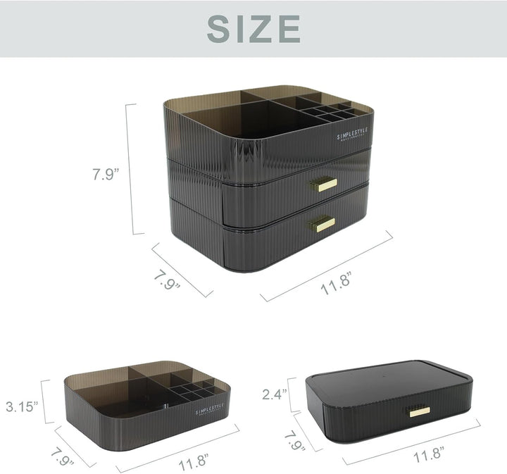 Makeup Organizer mit 2 Schubladen, Kosmetik-Organizer für Schlafzimmer und Bad Eitelkeit Arbeitsplat