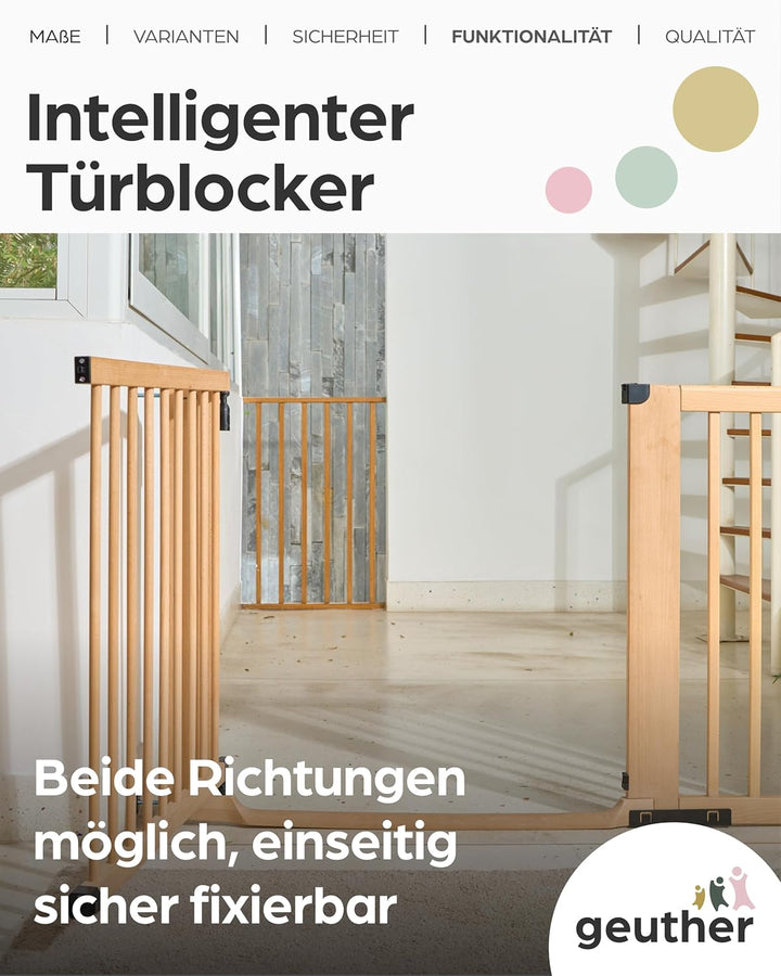 Geuther Easylock Flat Step Treppenschutzgitter ohne Bohren, 79-87 cm Breite, Türschutzgitter zum Kle