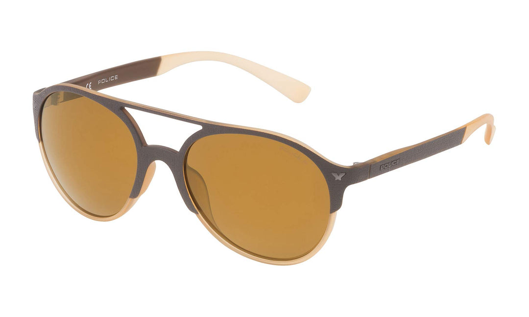 Police Unisex-Erwachsene SPL163557ESG Sonnenbrille, Braun (Marrón), 55