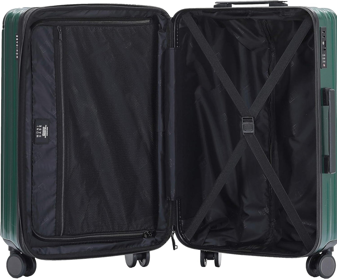 Münicase M816 TSA-Schloss Koffer Reisekoffer Trolley Kofferset Hardschale Boardcase (Dunkelgreen, Gr