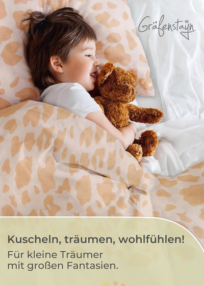Gräfenstayn® 2-tlg. Kinderbettwäsche Set mit Tiermotiv und integriertem Reissverschluss - aus 100% B