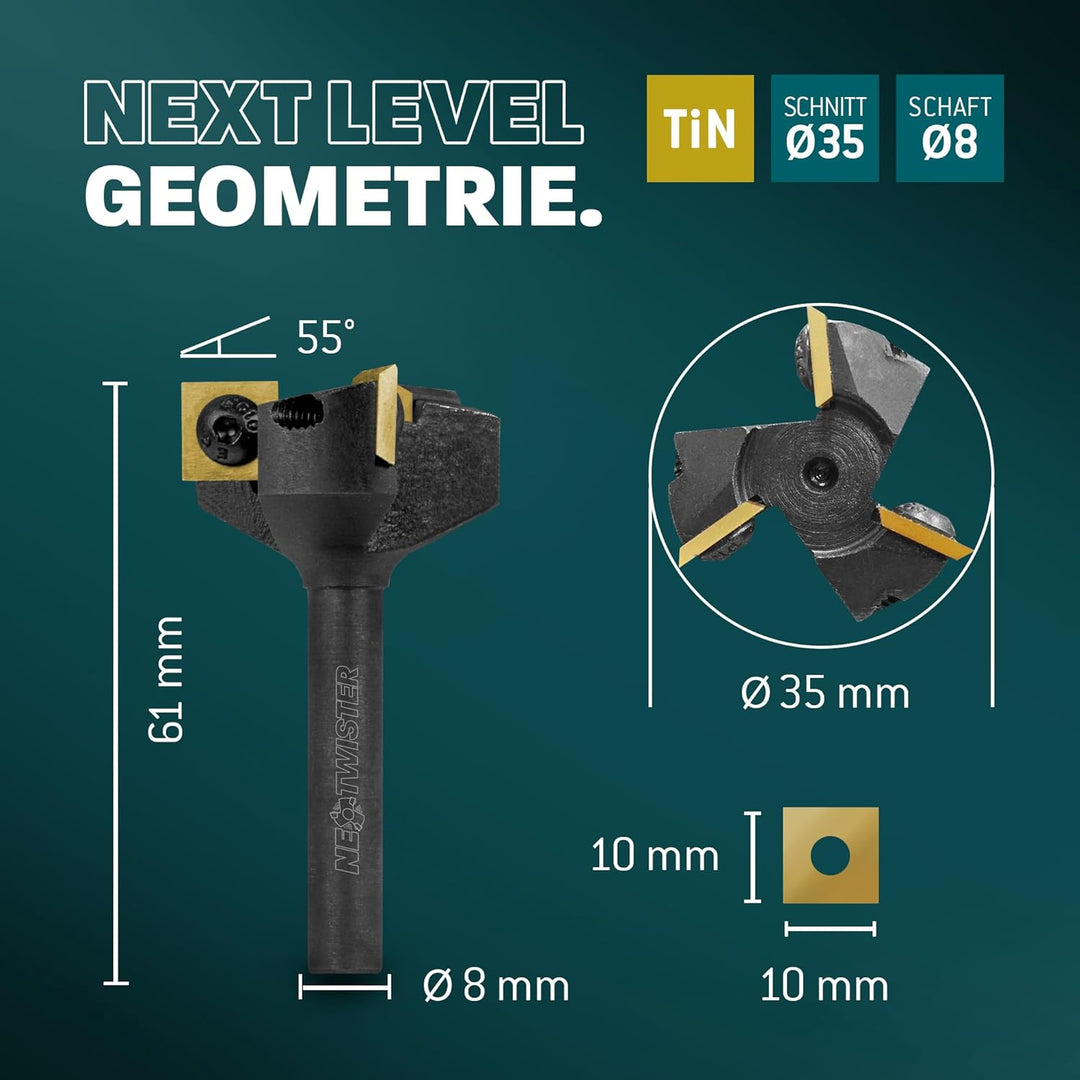 Bayerwald NeoTwister Planfräser - 10x Ersatzmesser Ersatzmesser für NeoTwister (10x), Ersatzmesser f
