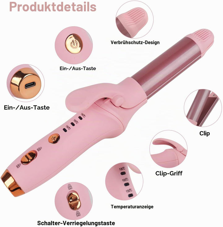 Kabelloser Lockenstab, 21,5 mm Reise Mini Hair Curler, USB Wiederaufladbar Lockenstab mit 3 Einstell