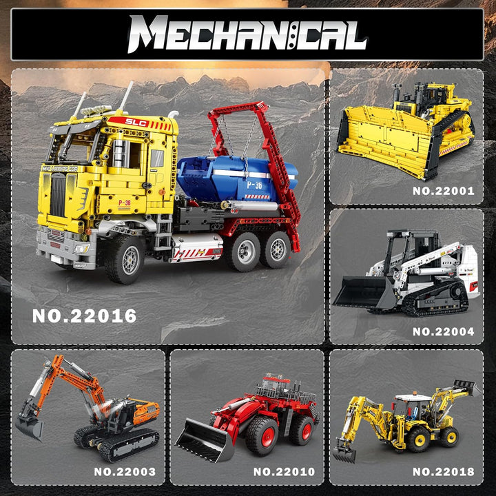 Reobrix Absetzkipper-Bausteinset 22016, RC-Kipplaster-Modellbausatz für Erwachsene, ferngesteuertes
