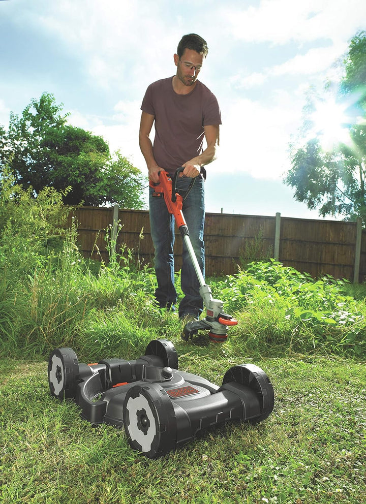 Black+Decker 3-in-1 Multi-Trimmer-Set (18V 2,0Ah, Kantenschneider, Rasentrimmer mit Rasenmäheraufsat