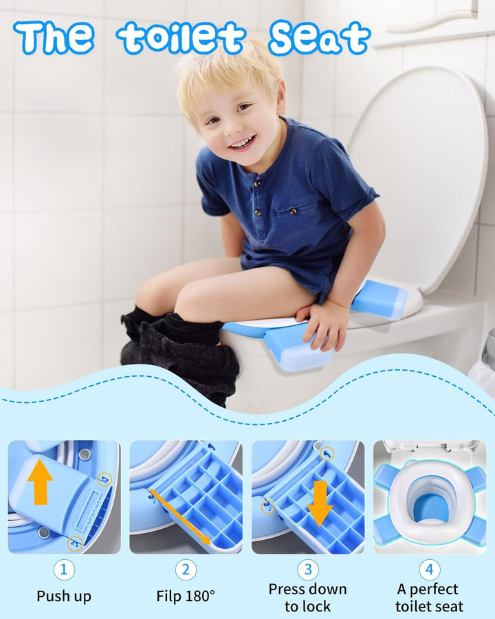Toilettensitz Kinder,3 in 1 faltbares Kinder Töpfchen für Unterwegs,Portable Travel Potty Training T