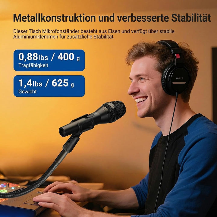 NEEWER Mikrofonständer Tisch mit flexiblem Arm, Microphone Halterung mit Tischklemme Mount und Clip