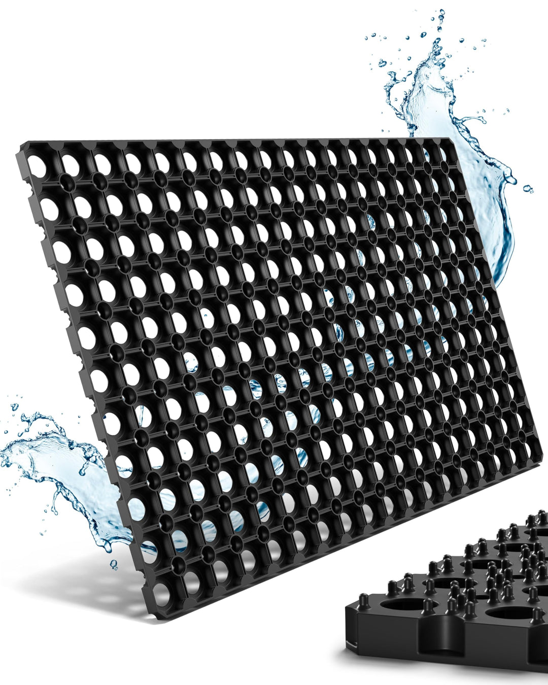 Entrando Gummi Ringmatte 100x150 cm – Lochgummimatte 22 mm Höhe, wetterfest & belastbar – Rutschmatt