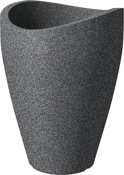 Scheurich Wave Globe High, Hochgefäss aus Kunststoff, Schwarz-Granit, 39 cm Durchmesser, 54 cm hoch,