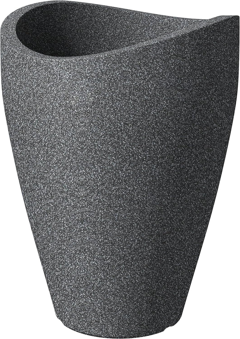Scheurich Wave Globe High, Hochgefäss aus Kunststoff, Schwarz-Granit, 39 cm Durchmesser, 54 cm hoch,