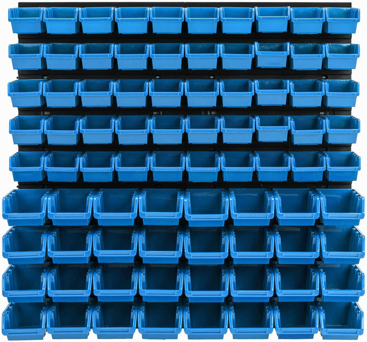 Lagersystem Wandregal 770 x 780 mm | 82 stck. Box | Stapelboxen Schüttenregal Sichtlagerkästen | Ext