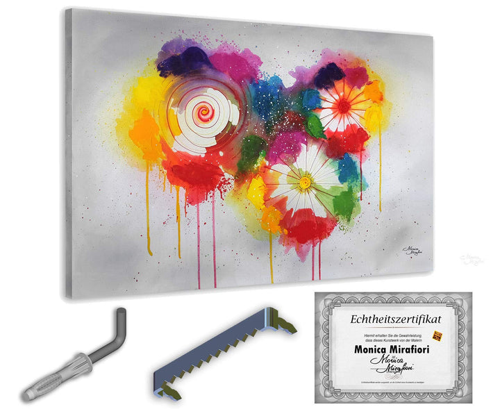 Monica Mirafiori I 100% HANDGEMALT I Gemälde Abstract Flowers 90x60cm | Gemälde Handgemalt | Acrylge
