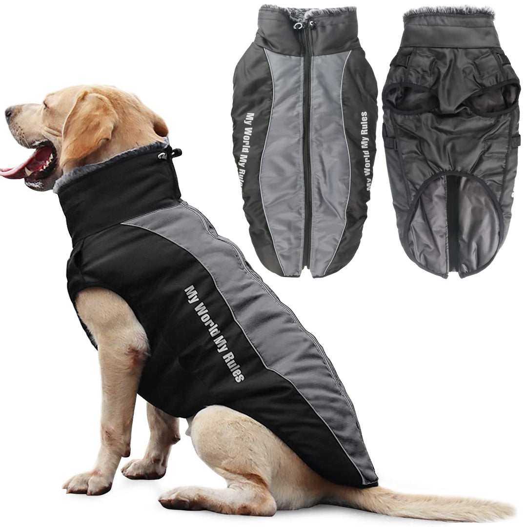 Idepet Hund Mantel Warme Jacke, Reflektierender Haustier-Schneeanzug Sport im Freien wasserdichte Hu