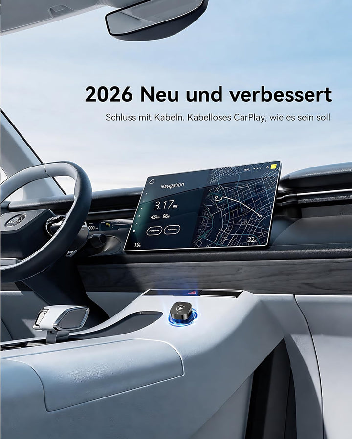 Spedal 2026 Wireless CarPlay &amp; Android Auto Adapter (Nativer USB-C), 2-in-1 Dongle, WiFi 6 &amp; BT 5.4,