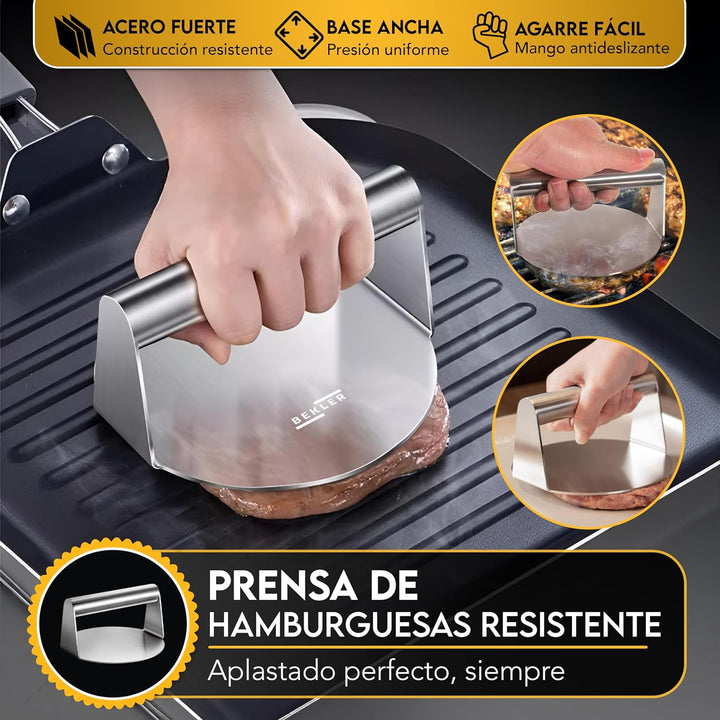 BEKLER Smash Burger Kit Hamburgerpresse, antihaftbeschichtet und robust, Hamburgerpresse, idealer Pf