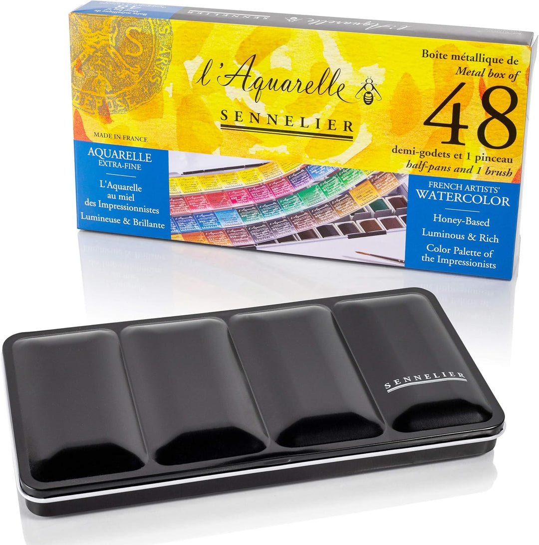 Sennelier l'Aquarelle Watercolour Metal Tin of 48 Half Pans Classic Set
