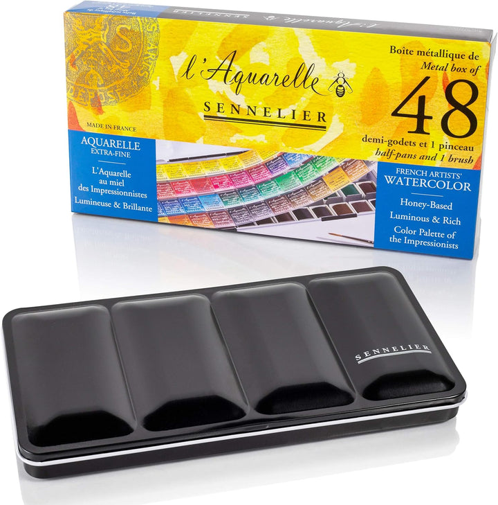 Sennelier l'Aquarelle Watercolour Metal Tin of 48 Half Pans Classic Set