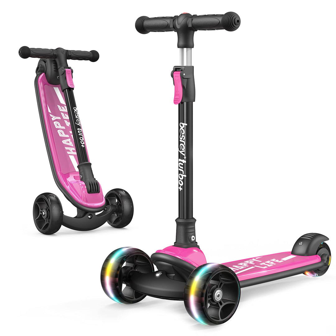 besrey Scooter Kinder Roller, der sichere Premium Dreiradscooter mit PU LED Leuchtenden Räder, Faltb