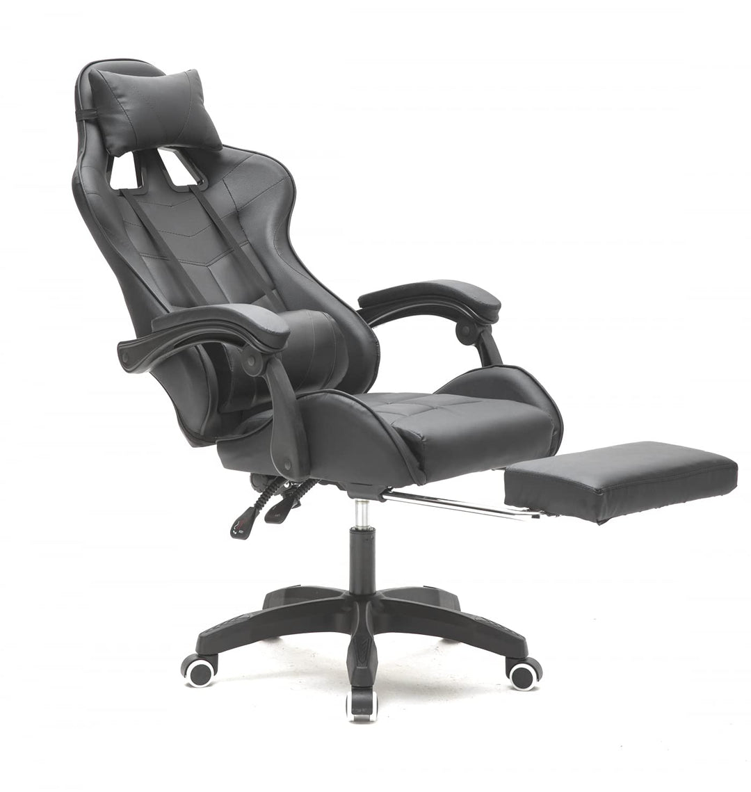 VDD Gaming Stuhl Cyclone mit Fussstütze - Bürostuhl - Racing Gaming Stuhl - schwarz