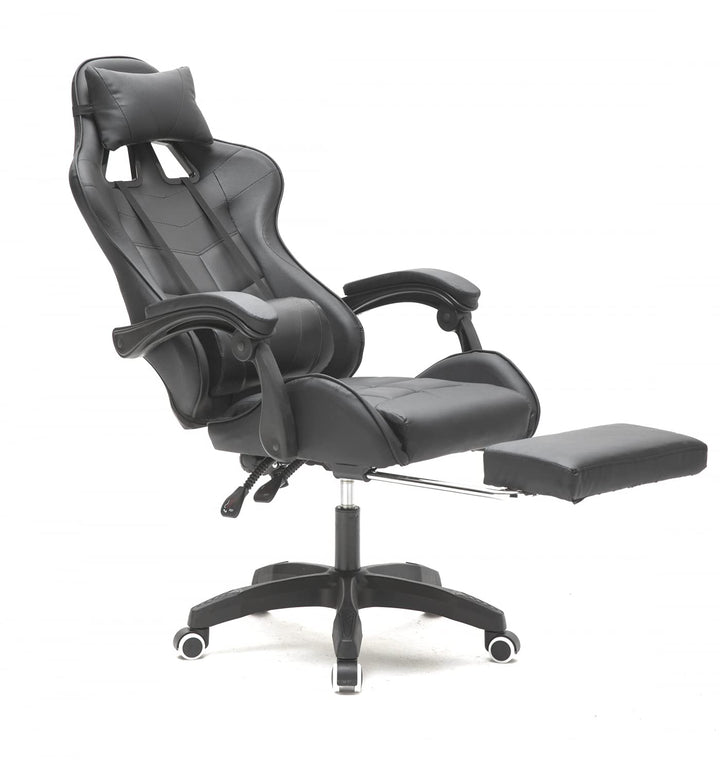 VDD Gaming Stuhl Cyclone mit Fussstütze - Bürostuhl - Racing Gaming Stuhl - schwarz