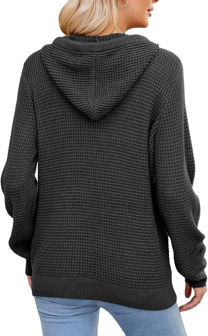 TrendiMax Hoodie Damen Strickpullover Kapuzenpullover Herbst Übergangs Sweatshirt Langarm Pullover D