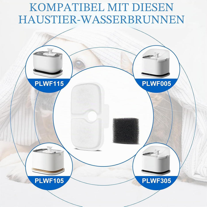 Kohlefilter Set kompatibel mit PETLIBRO Dockstream Katzenbrunnen, 24 Filterkartuschen und 24 Schwämm