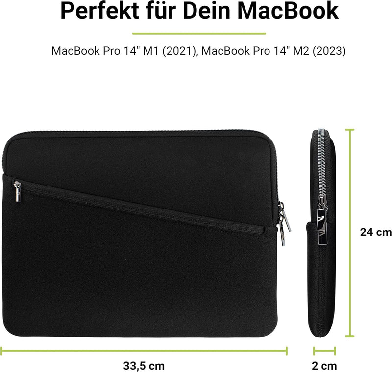 Artwizz Neoprene Sleeve PRO kompatibel mit MacBook Pro 14 (M3/M2/M1) - Schutzhülle mit Zubehör-Fach,