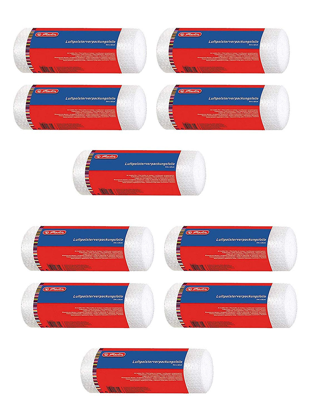 Herlitz Luftpolsterfolie, gerollt, im Polybeutel, 5 m x 40 cm (Luftpolsterfolie, 10 Rollen) Luftpols