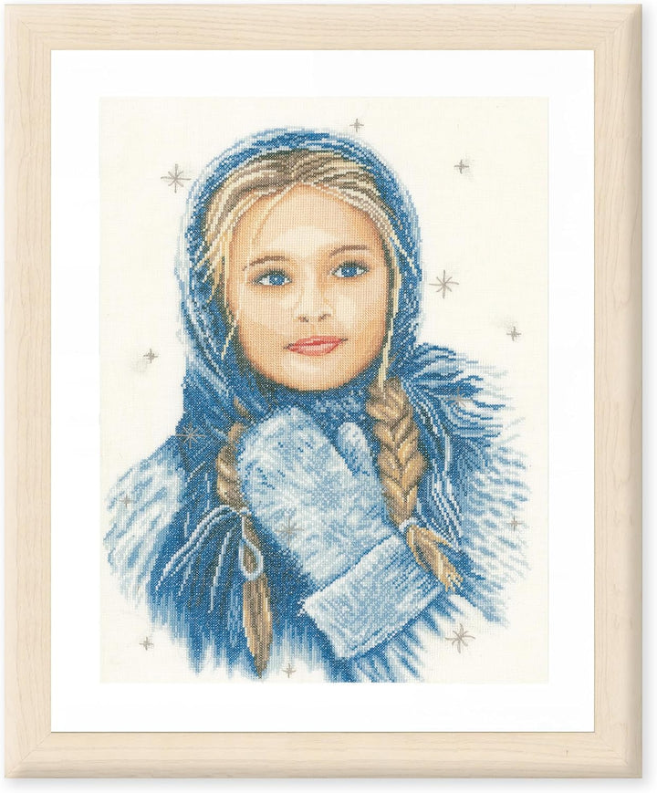 Lanarte Zählmusterpackung Wintermädchen Leinen Kreuzstichpackung, Baumwolle, Mehrfarbig, 30.0 x 40.0